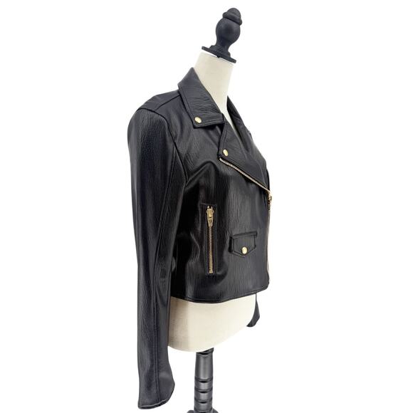 Blank NYC Moto Vegan Faux Leather Biker Motorcycle Jacket in Black Size Medium - Picture 7 of 14